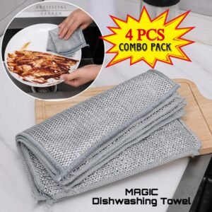 4 PIC Double Layer MAGIC Dishwashing Towel, Steel Wire Dish Cloth.