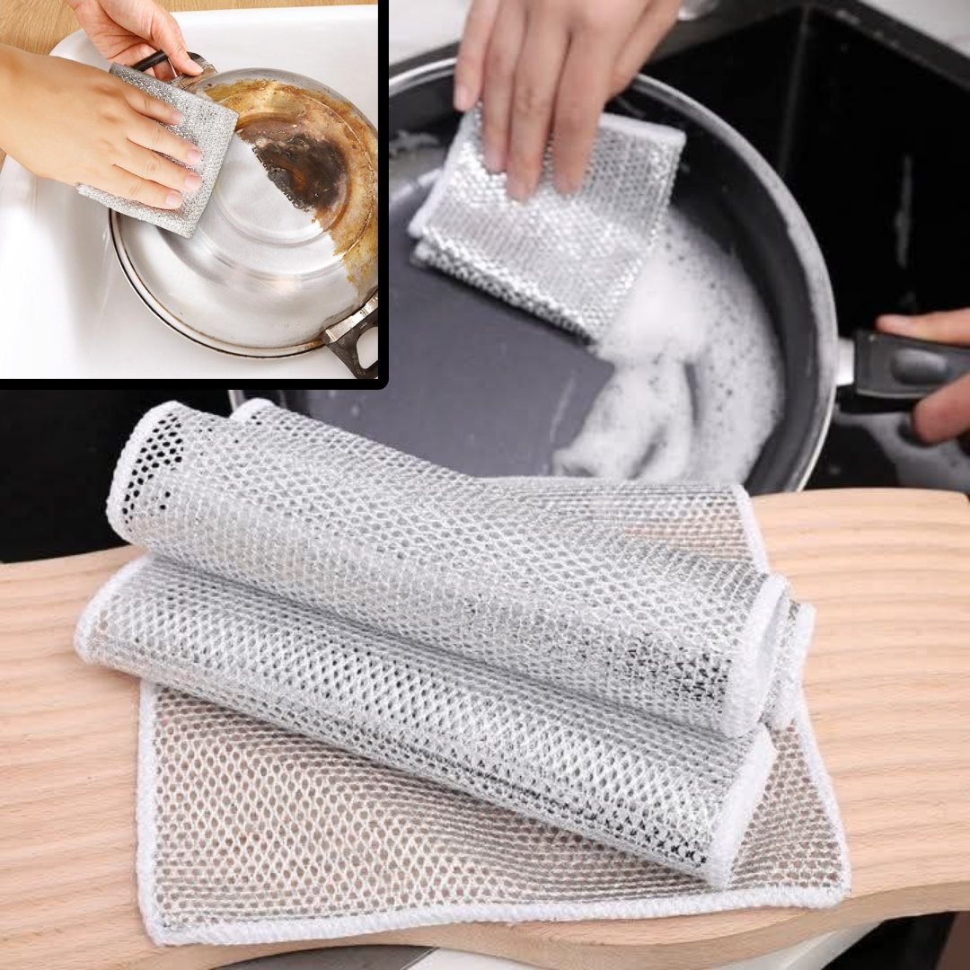 4 PIC Double Layer MAGIC Dishwashing Towel, Steel Wire Dish Cloth. - Image 2
